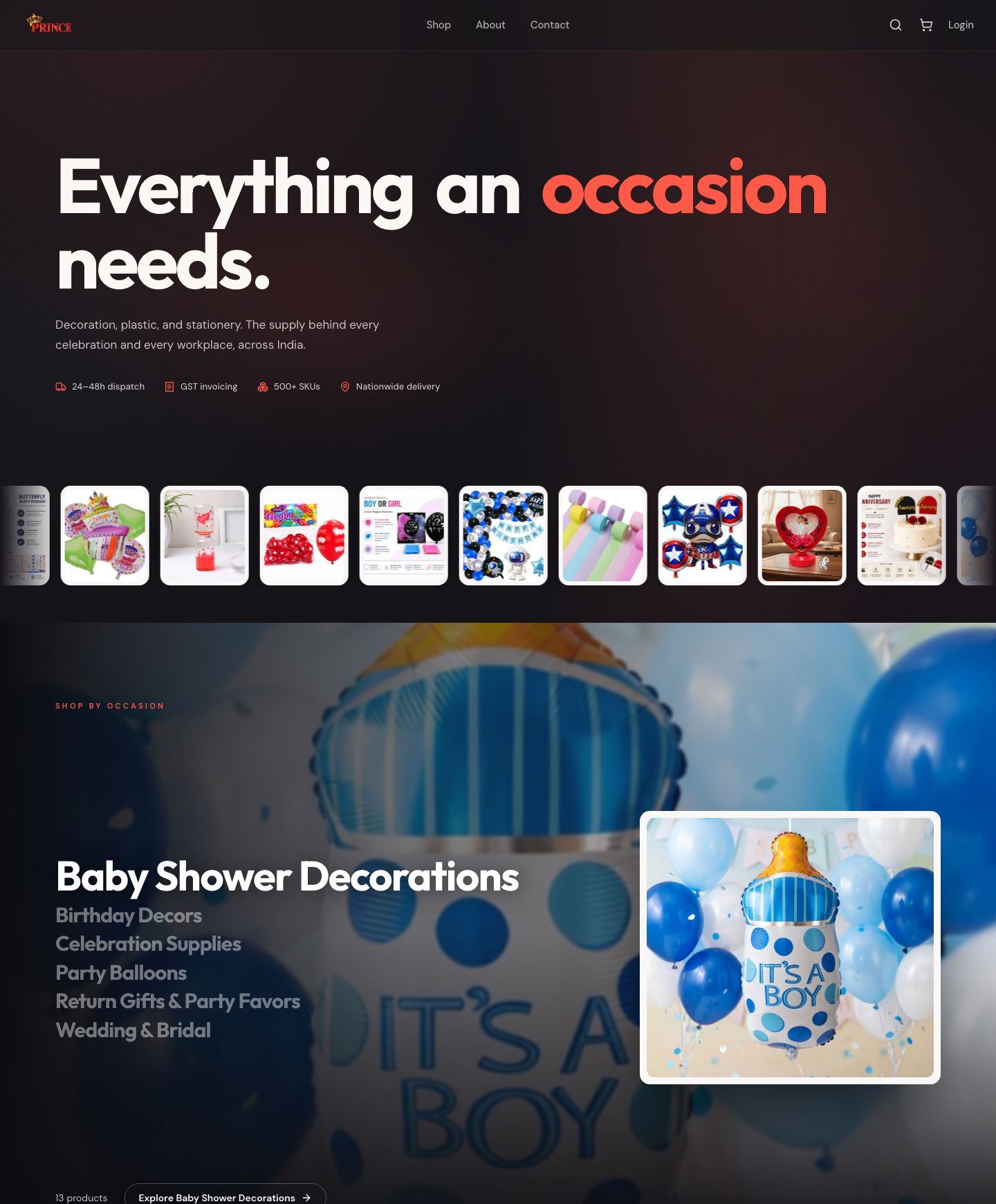 The princeplastic.in home page.